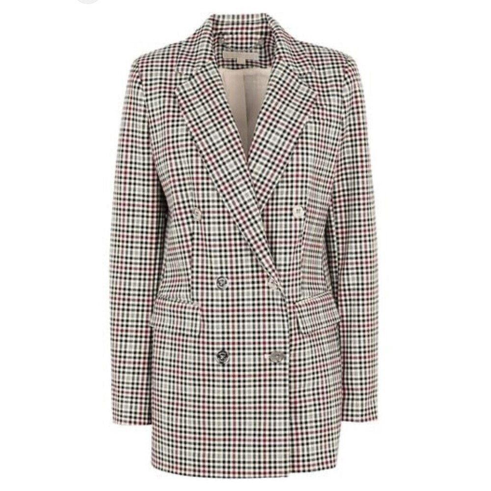 Michael Michael Kors Micro Plaid Structured Double Breasted Blazer 6